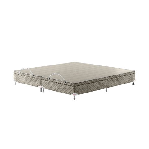 Base Box Baú Bipartido King Spubio Incofal Marrom Claro 198x198x40cm