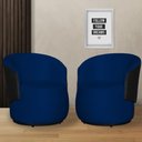 Ver imagem 1 de Kit 2 Poltronas Organica Beatriz Veludo Azul Marinho C/ Composê Corano Preto - Lm Decor