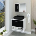 Ver imagem 2 de Gabinete Banheiro Malibu 50 Cm Armário com Cuba e Espelheira:preto