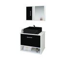 Ver imagem 1 de Gabinete Banheiro Malibu 50 Cm Armário com Cuba e Espelheira:preto