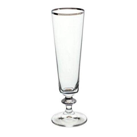 Jogo de 6 tacas para champanhe Bella Platinum Rim em cristal ecologico 205 ml A 20,3cm