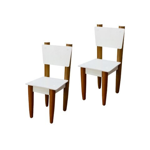 Kit 2 Cadeira Infantil Pés Palito Atividades para Crianças:branco-marrom