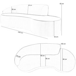 Sofá 3 Lugares Curvo Sala de Estar Living Firenze Direito D02 Bouclê Creme 230 cm B-54 - Lyam - 4