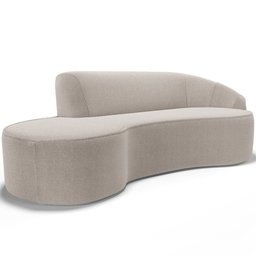 Sofá 3 Lugares Curvo Sala de Estar Living Firenze Direito D02 Bouclê Creme 230 cm B-54 - Lyam - 1