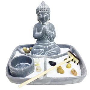 Jardim zen concreto buddha cinza 14,5x12,5cm
