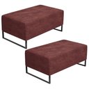 Ver imagem 1 de Kit 02 Puffs Decorativo Sala de Estar Cléo 90cm Base de Ferro Preto W01 Linho Bordô - Lyam Decor