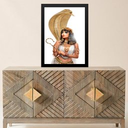 Quadro Arquétipo Cleópatra com Cobra 45x34cm - com Vidro:moldura Preta - 1