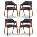 Ver imagem 1 de Kit 4 Cadeiras de Jantar Lua em Madeira com Estofado Impermeável Facto Preto L72 Rmi