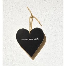 Placa decorativa Heart preto O Amor mora aqui - 1