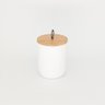 Potiche de Ceramica com Tampa de Bambu C/Pegador de Corda Lines Branco P - 1
