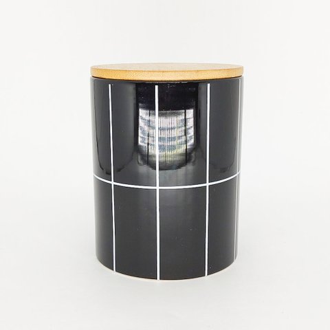 Potiche de Ceramica com Tampa de Bambu Turim Preto P