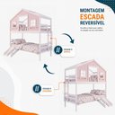Ver imagem 6 de Beliche Casinha Dos Sonhos com Varanda e Kit Escorregador Madeira Maciça Rosa | Branco Housin
