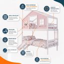 Ver imagem 5 de Beliche Casinha Dos Sonhos com Varanda e Kit Escorregador Madeira Maciça Rosa | Branco Housin