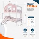 Ver imagem 4 de Beliche Casinha Dos Sonhos com Varanda e Kit Escorregador Madeira Maciça Rosa | Branco Housin
