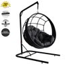 Balanço Suspenso Ninho - Preto, Almofada Cinza impermeável, Mola e Mosquetão com suporte - 2