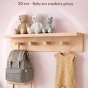 Ver imagem 1 de Cabideiro Madeira com Prateleira 50 Cm Montessori de Parede