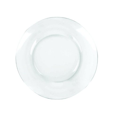 Kit Jogo Prato Fundo Transparente em Vidro 4 Peças 22,5cm