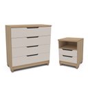 Ver imagem 2 de Conjunto Mesa de Cabeceira 45cm e Cômoda 4 Gavetas 90cm Barcelona Politorno Móveis