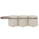 Ver imagem 7 de Puff Lynce 3 Lugares com Mesa Auxiliar Aro Titânio Poliéster Bege Claro - Nexta Casa
