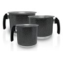 Ver imagem 1 de Conjunto Fervedor Alumínio Leiteira Canecão Café 3 Peças - Preto Craqueado