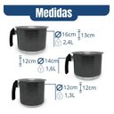 Ver imagem 2 de Conjunto Fervedor Alumínio Leiteira Canecão Café 3 Peças - Preto Craqueado