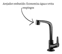 Ver imagem 2 de Torneira Lavatório Flatt Bica Alta Preto Fosco 1195