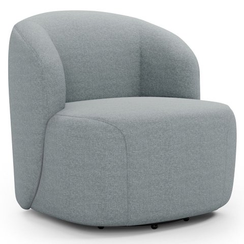 Poltrona Giratória Orgânica para Sala Living Heidy F04 Linho Cinza - Lyam Decor