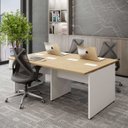 Ver imagem 1 de Plataforma de Trabalho 4 Lugares 1,80m X 1,20m Pé Painel F5 Cor:macadâmia com Branco