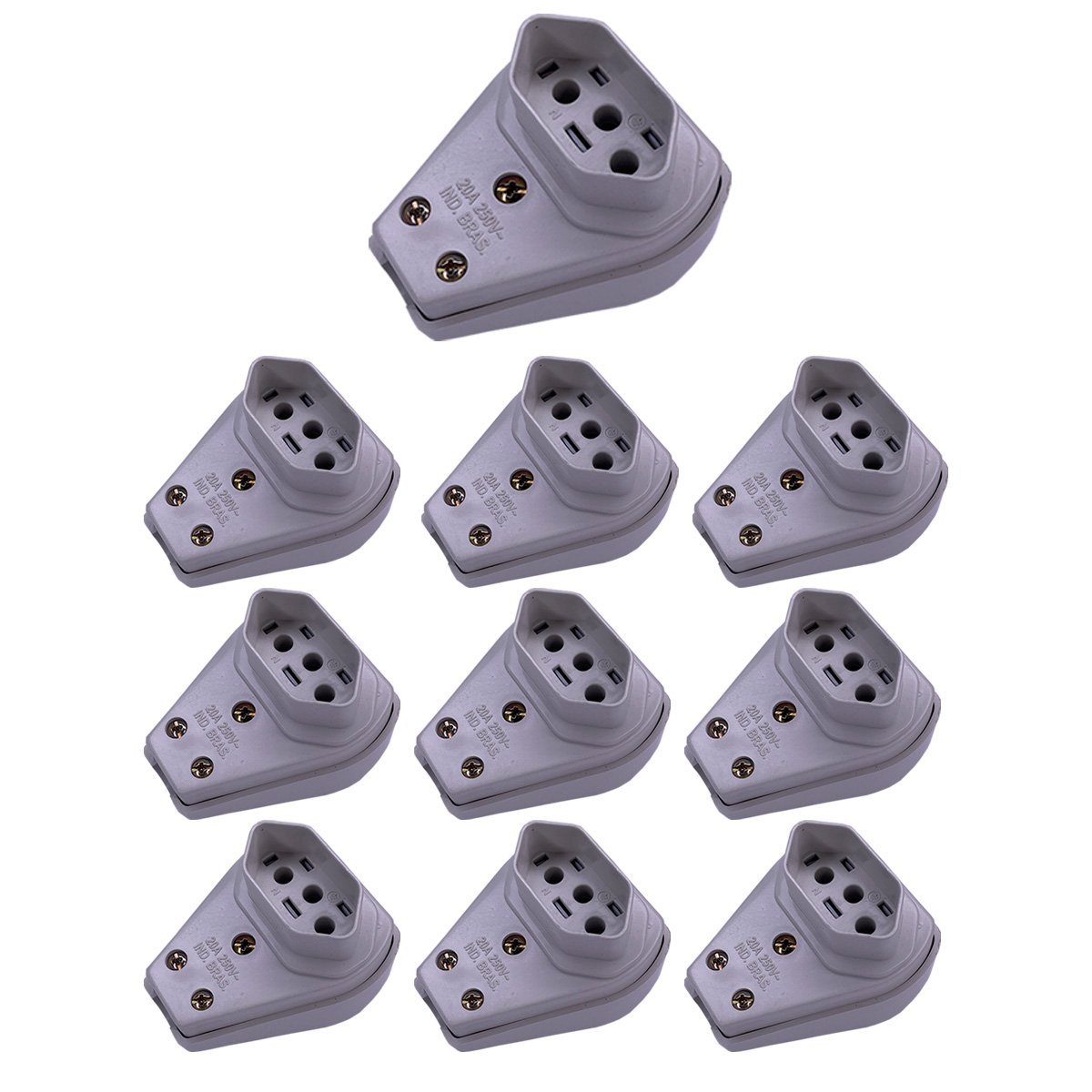 Kit 10 Plug Femea Gigante Bipolar 2p +t 20a 250v Ilumi Cor:cinza ...