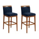 Ver imagem 1 de Kit 2 Banquetas Alta Cozinha Gourmet Estofada Suede:Suede Azul