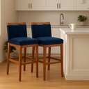 Ver imagem 2 de Kit 2 Banquetas Alta Cozinha Gourmet Estofada Suede:Suede Azul