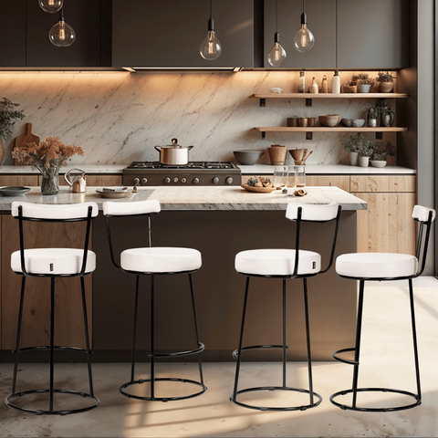 Banqueta Alta 70 Cm Miami Estrutura Metálica e Assento Couríssimo Area Gourmet Churrasqueira Salaone