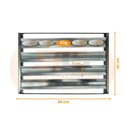 Esteira para Pão Francês 5 Talas Tiras Alumínio 7cm 50g 58x70 - Imeca - 2
