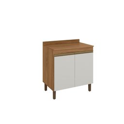 Balcão Gabinete Karen 80cm 2 Portas Nature Off White - Peternella - 1