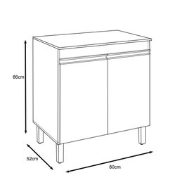 Balcão Gabinete Karen 80cm 2 Portas Nature Off White - Peternella - 3