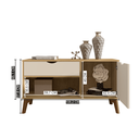 Ver imagem 3 de Buffet Aparador Multiuso 1 Porta e 1 Gaveta London Bege/Cinamomo/Off White