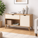 Ver imagem 1 de Buffet Aparador Multiuso 1 Porta e 1 Gaveta London Bege/Cinamomo/Off White