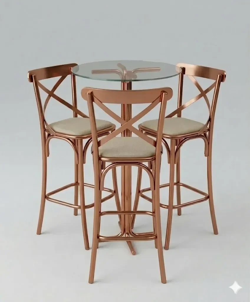 Ver imagem 1 de Banqueta Bistrô Altura 103 Cm Cobre com 3 Banquetas:cobre/galvanizado