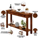 Ver imagem 2 de Aparador Buffet Sala de Estar 03 Gavetas 145cm W02 New Rústico Madeira Maciça Imbuia - Lyam Decor