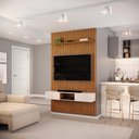 Ver imagem 1 de Painel com Bancada para Tv até 60 Polegadas Ripado Dj Móveis Trento 143 Freijó Off