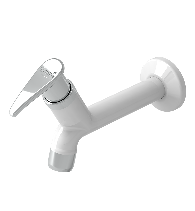 Torneira para Pia Modelo Parede Tam. 15cm Linha Lisboa 1/4 de Volta Abs Cor Branco e Cromado Durín - 1