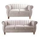 Ver imagem 1 de Conjunto Realeza 2 e 3 Lugares Cor:Suede Bege 080