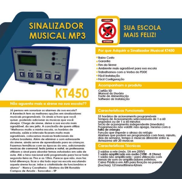 Sirene Escolar Relógio Musical Mp3 Kt450 - 2