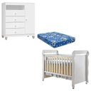 Ver imagem 1 de Berço Americano Mirelle com Colchão e Cômoda Infantil Ternura Baby Branco Brilho - Incorplac