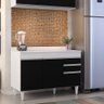Balcão de Cozinha Lavanderia com Tampo 02 Gavetas Beth Branco e Preto 120 cm - D'Rossi DRossi - 2