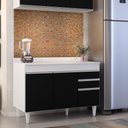 Ver imagem 2 de Balcão de Cozinha Lavanderia com Tampo 02 Gavetas Beth Branco e Preto 120 cm - D’Rossi