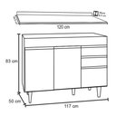 Ver imagem 6 de Balcão de Cozinha Lavanderia com Tampo 02 Gavetas Beth Branco e Preto 120 cm - D’Rossi