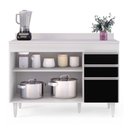 Ver imagem 4 de Balcão de Cozinha Lavanderia com Tampo 02 Gavetas Beth Branco e Preto 120 cm - D’Rossi