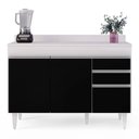 Ver imagem 3 de Balcão de Cozinha Lavanderia com Tampo 02 Gavetas Beth Branco e Preto 120 cm - D’Rossi