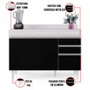 Ver imagem 5 de Balcão de Cozinha Lavanderia com Tampo 02 Gavetas Beth Branco e Preto 120 cm - D’Rossi
